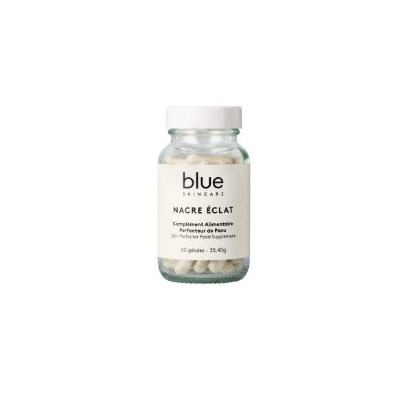 Blue Skincare Nacre Éclat – Complément Alimentaire Perfecteur de Peau – Enrichi en nacre active, pré & probiotiques – Fabriqu