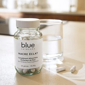Blue Skincare Nacre Éclat – Complément Alimentaire Perfecteur de Peau – Enrichi en nacre active, pré & probiotiques – Fabriqu