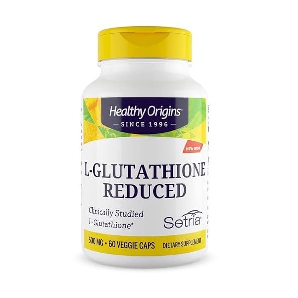 Healthy Origins, L-Glutathione Reduced, avec Setria, 500 mg, 60 Capsules végétaliennes, Testé en Laboratoire, Sans Gluten, Sa