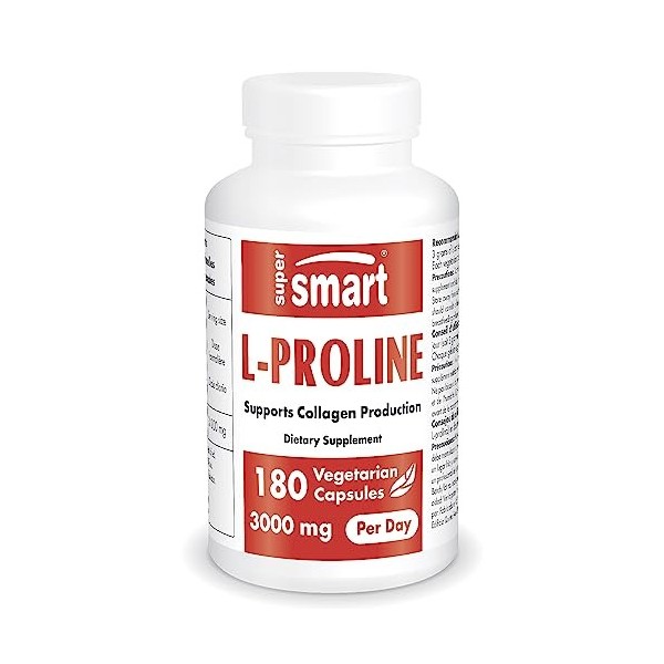 Supersmart - L-Proline 500 mg - Acide Aminé - Aide à la Cicatrisation - Contribue à Renforcer les Ongles et les Cheveux | San