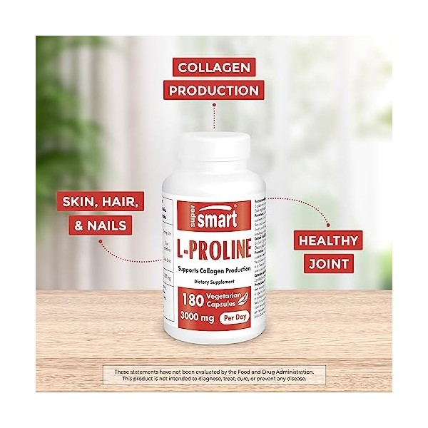 Supersmart - L-Proline 500 mg - Acide Aminé - Aide à la Cicatrisation - Contribue à Renforcer les Ongles et les Cheveux | San