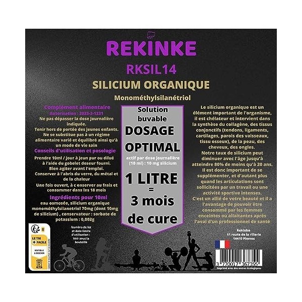 RKSIL14 silicium organique monométhylsilanetriol 1 litre REKINKE