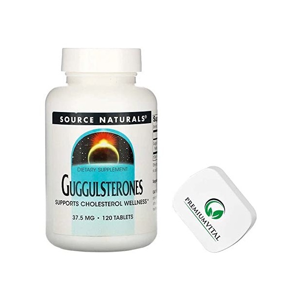 PremiumVital, Source Naturals, Guggulsterones, 37,5 mg, 120 Comprimés végétaliens, avec Pilulier Pratique, Testé en Laboratoi