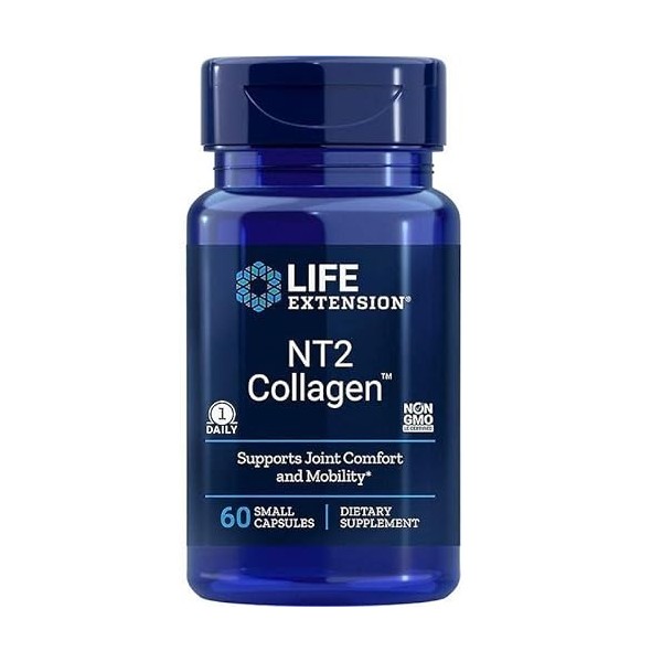 Life Extension, NT2 Collagen, Type 2 Collagène, 60 Capsules, Testé en Laboratoire, Sans Gluten, Sans Soja, Sans OGM