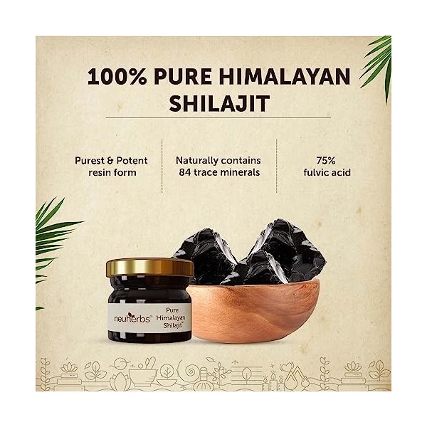 Green Velly Indian Neuherbs Pure & Original 100% Ayurvedic Himalayan Shilajit/Shilajeet Resin 30g With 75% Fulvic Acid - For 