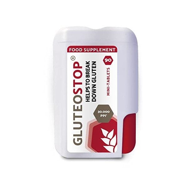 GluteoStop® - hilft Gluten abzubauen - 180 Mini-Tabletten - Glutensensitivität - glutenarme Ernährung – Enzym 180 mini compr