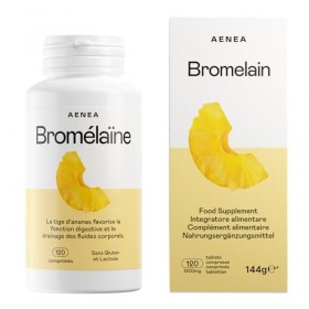 Broméline Naturelle, 120 cps - Favorise le microcircuit, le drainage et lépuration - Améliore également la fonction digestiv