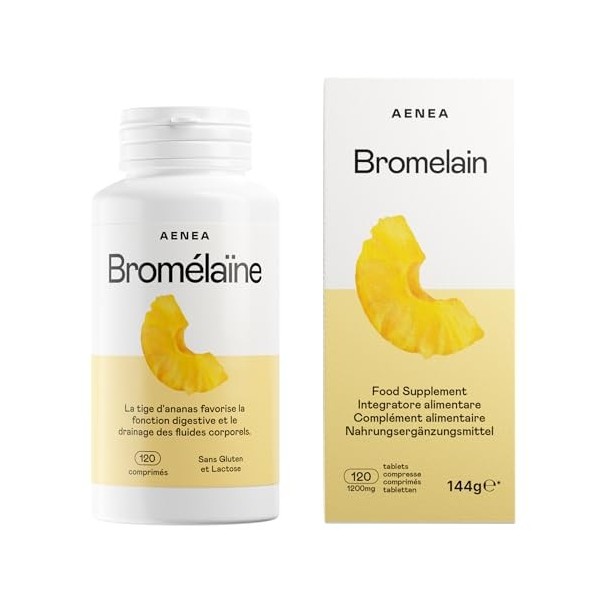 Broméline Naturelle, 120 cps - Favorise le microcircuit, le drainage et lépuration - Améliore également la fonction digestiv