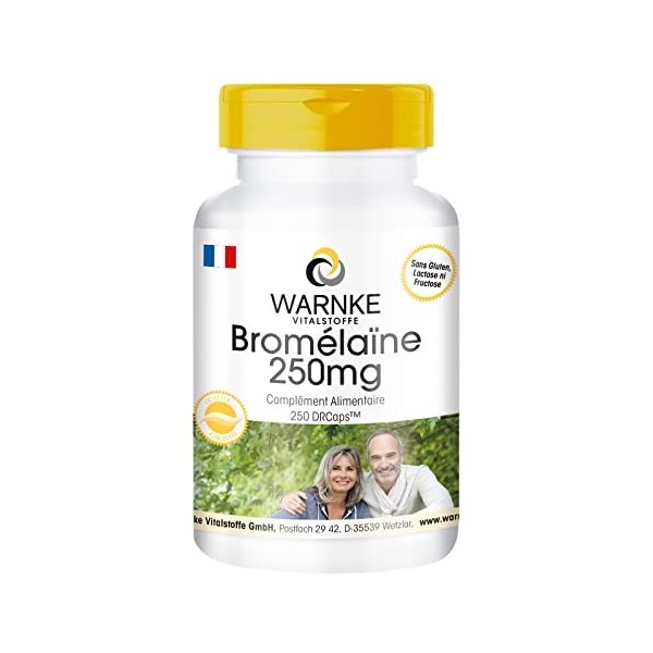 Bromélaine 250 mg - 250 gelúles - 600 F.I.P. - Végétarien - Libération retardée - Broméline | Warnke Vitalstoffe