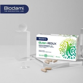 Biodami Gluten Redux | Complément Alimentaire pour la sensibilité au Gluten | 60 Gélules | Formule avec des Probiotiques et E