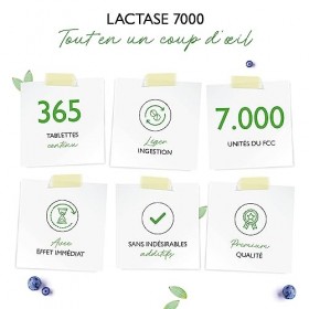 Lactase 7.000-365 comprimés à effet immédiat - Hautement dosé avec 7.000 unités FCC - En cas dintolérance au lactose + intol
