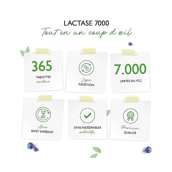 Lactase 7.000-365 comprimés à effet immédiat - Hautement dosé avec 7.000 unités FCC - En cas dintolérance au lactose + intol