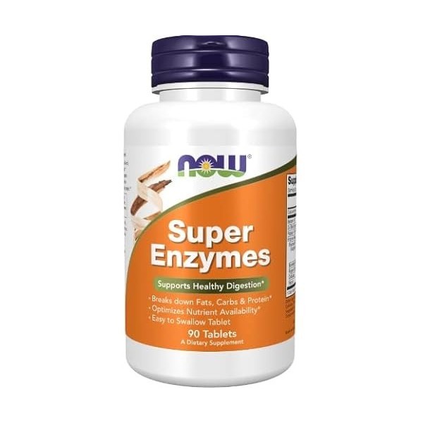 Now Foods Super Enzymes 90 Comprimés Enzymes Digestives