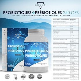 Probiotique Ferments Lactiques - 240 Capsules | Probiotiques Flore Intestinale | Spectre Complet de 18 Souches Bactériennes, 