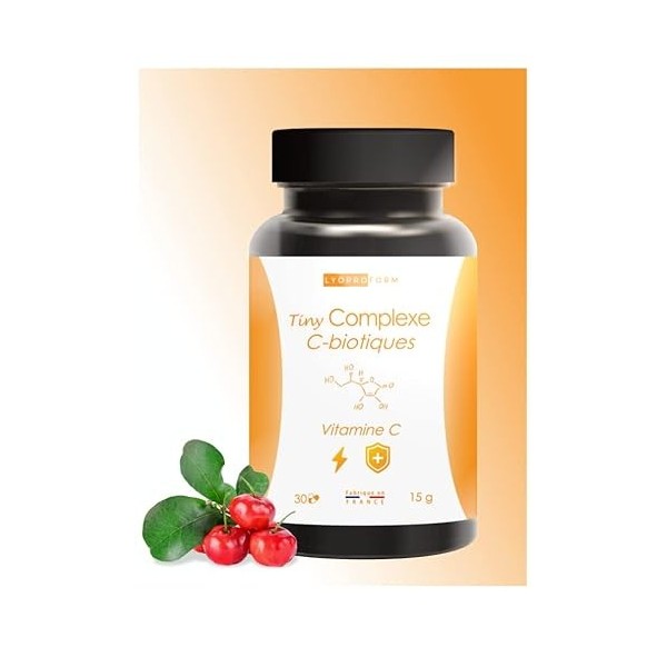 Complément alimentaire Probiotique - Vitalité, immunité & Flore intestinale - Acérola riche en vitamine C - LYOPROFORM Tiny C