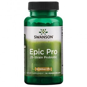 Swanson, Epic Pro 30 Billion, 25 Bonnes Souches de Bactéries avec 30 Milliards de Cultures Bactériennes, 30 Capsules, Testé e