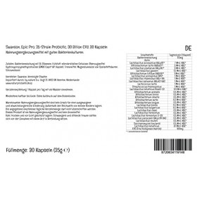 Swanson, Epic Pro 30 Billion, 25 Bonnes Souches de Bactéries avec 30 Milliards de Cultures Bactériennes, 30 Capsules, Testé e