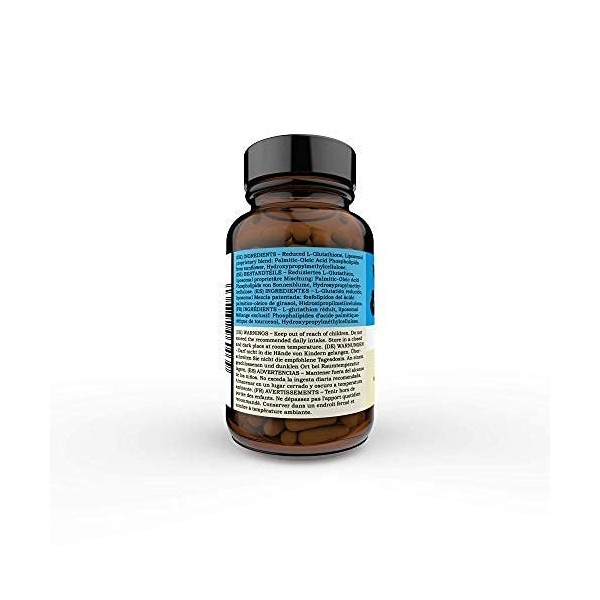 Liposomal Glutathione - 100 Fois Plus Fort que les Comprimés de Glutathion Réguliers - Antioxydant Intracellulaire et Supplém