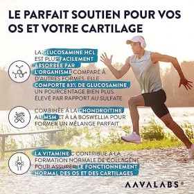 Glucosamine Chondroïtine MSM Vitamin C Acerola Boswellia Serrata - Glucosamine 1500mg Complément Alimentaire pour les Os, Car