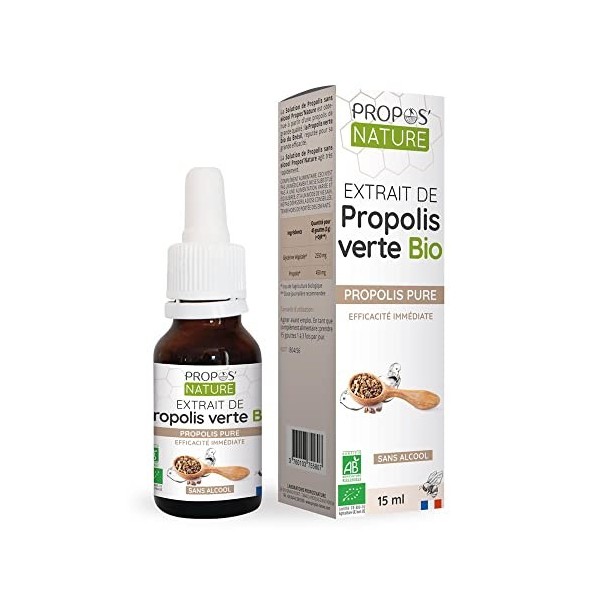 Solution de Propolis Verte Bio - ProposNature - 15 ml - Certifié Biologique AB - Sans alcool