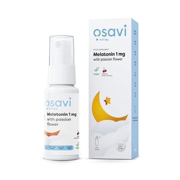 Melatonin with Passion Flower Oral Spray, 1mg Cherry - 25 ml.