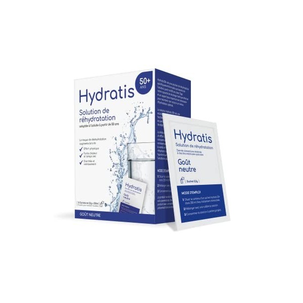 HYDRATIS 50+ - Solution de Réhydratation Neutre - Boisson à Diluer dans lEau pour Adulte de +50 Ans - Soutien du Métabolisme