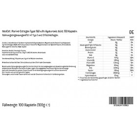 NeoCell, Marine Collagen, Collagène de Poisson Type 1 et 3 + Acide Hyaluronique, Haute Dosé, 120 Capsules, Testé en Laboratoi