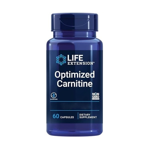 Life Extension, Optimized L-Carnitine, 700mg, Haute Dosé, 60 Capsules végétaliennes, Testé en Laboratoire, Sans Gluten, Végét