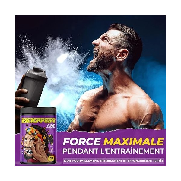 BACKPFEIFE Booster pré-entrainement | Concentration, Force & Pompe | 462g | Booste avec L-Citrulline, L-Tyrosine, Glycerol, B