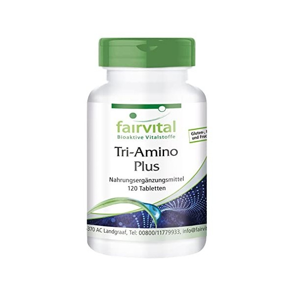 Fairvital | Tri-Amino Plus - 120 comprimés - complexe dacides aminés avec minéraux - enrichie en L-arginine, L-ornithine, L-