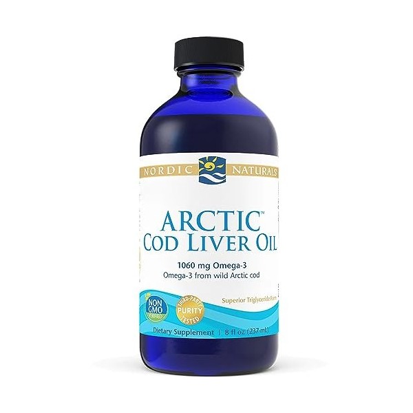 Nordic Naturals, Arctic Cod Liver Oil, 1060mg dOméga-3 dHuile de Foie de Morue, avec EPA et DHA, 237ml, Testé en Laboratoir