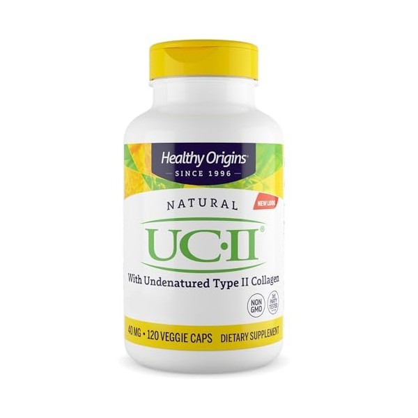 Healthy Origins, Natural UC-II Collagène Naturel de Type 2 , 120 Capsules, Testé en Laboratoire, Sans Gluten, Sans Soja, San