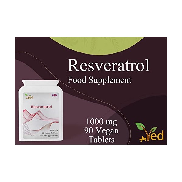 Ved Anti-âge, santé cardiaque, soutien immunitaire | Supplément antioxydant | Comprimés de resvératrol | 1000 mg x 90 comprim