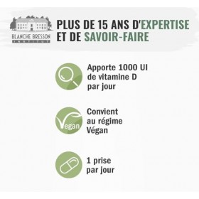 BLANCHE BRESSON - Phyto Vitamine D3 Végétale - Immunité - Vitamine D3 1000 ui - Fonctionnement Système Immunitaire, Défenses,