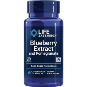 Life Extension, Blueberry Extract and Pomegranate, Extrait de Myrtille et de Grenade, 60 Capsules végétaliennes, Testé en Lab