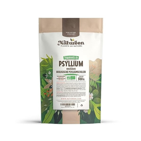 Psyllium Bio - 500g - 99% de Pureté - Richer en fibre - Natureen