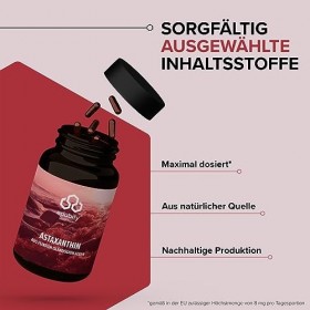 edubily nutrition® Astaxanthine - 8 mg par capsule - Matière première de qualité supérieure à base dalgues islandaises Haem