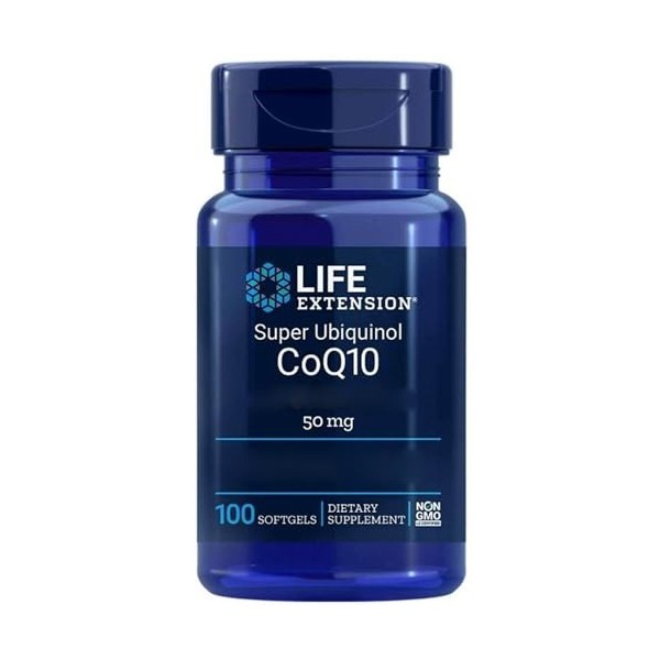 Life Extension, Super Ubiquinol, Enhanced Mitochondrial Support, 50mg, Kaneka-Ubiquinol, 100 Capsules molles, Testé en Labora