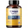 NAC+ 240 Capsules à la Vitamine D de Kinoko Life, Supplément 300 mg N-acétyl-L-cystéine pour la santé immunologique, booster 