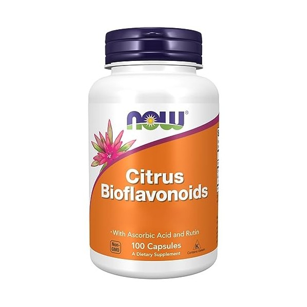 Now Food, Citrus Bioflavonoids, avec Vitamine C et Rutine, 100 Capsules végétaliennes, Testé en Laboratoire, Sans Soja, Sans 