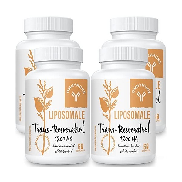 trans-résvératrol liposomal 1200mg, Trans-Resvératrol Extrait de Racine de Renouée Japonaise, Antioxydant et anti-âge, 98% de