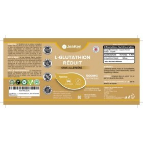 JeaKen - L-Glutathion Réduit - Soutien à la Désintoxication - Neutralisant des Radicaux Libres avec Effets Anti-âge - Amélior