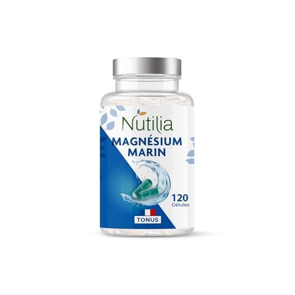 Magnésium Marin + Taurine & Vitamine B6 - Haute teneur 330mg/j - Combat La Fatigue Et le Stress - 120 gélules - Cure 2 Mois -