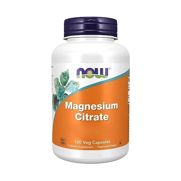 Now Foods, Magnesium Citrate Citrate de Magnésium , 400mg, 120 Capsules végétaliennes, Testé en Laboratoire, Sans Gluten, Vé