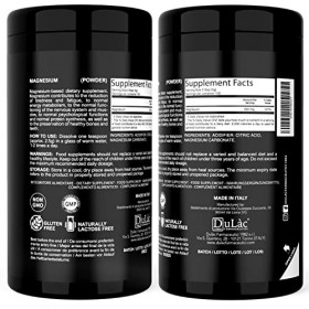 Magnésium en Poudre Dulàc Farmaceutici 500 g 450 mg de Carbonate de Magnésium Pur par dose Made in Italy, Sans Allergène ni
