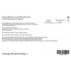 Swanson, Magnesium Taurate, avec 100mg de Magnésium par Comprimé, 120 Comprimés végétaliens, Haute Dosé, Testé en Laboratoire