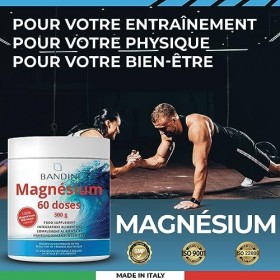 Bandini® MAGNÉSIUM 300g 60 doses | Compléments Alimentaires à base de Poudre de Magnésium | Réduction Stress, Fatigue, Anxi