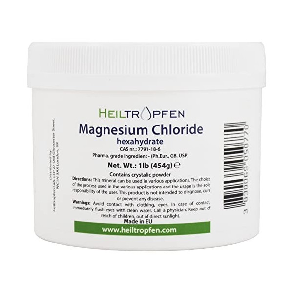 1 lb / 454 g de poudre de chlorure de magnésium | Hexahydrate | Poudre de cristal | Ingrédient de qualité pharmaceutique | He