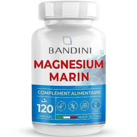 Bandini® Magnésium Marin et Vitamine B6 - Combat efficacement la Fatigue et le Stress - 120 Gélules dorigine végétale - 4 Mo