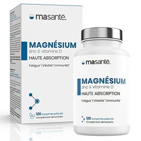 Ma Santé Magnésium, Zinc et Vitamine D | Complément Alimentaire Vegan Haute Absorption | Triple Action: Réduire la Fatigue - 